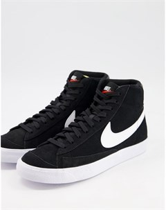 Черно белые замшевые кроссовки Blazer Mid 77 Nike