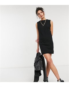 Черное платье мини с начесом в рубчик без рукавов ASOS DESIGN Tall Asos tall
