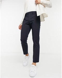 Элегантные облегающие брюки длиной до щиколотки темно синего цвета с защипами Asos design