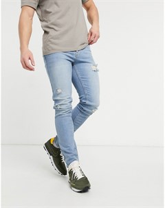 Светлые облегающие джинсы с рваной отделкой Asos design