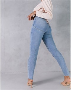 Выбеленные джинсы узкого кроя в винтажном стиле с завышенной талией и моделирующим эффектом Asos design
