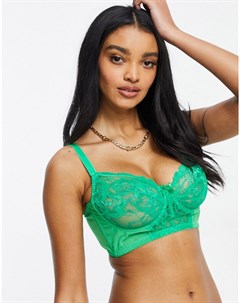 Изумрудно зеленый кружевной бюстгальтер удлиненного кроя с сетчатыми вставками для груди большого ра Ivory rose lingerie