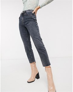 Темно серые прямые джинсы с необработанным краем Topshop