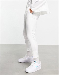Строгие суженные книзу укороченные брюки белого цвета из блестящей ткани от комплекта Asos design