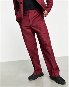Строгие широкие брюки бордового цвета от комплекта Asos design