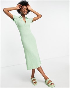 Платье рубашка макси зеленого полихроматического цвета с воротником Asos design