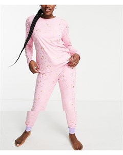 Розовая пижама с фольгированным принтом единорога Chelsea peers