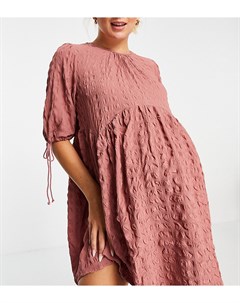 Розовое фактурное платье мини с присборенной юбкой и завязками ASOS DESIGN Maternity Asos maternity