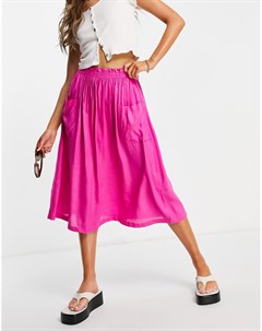 Розовая юбка миди с карманами Asos design