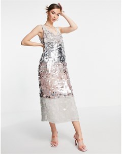 Платье миди прямого кроя украшенное пайетками в стиле омбре Asos edition