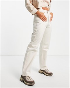 Прямые джинсы цвета экрю из органического хлопка с завышенной талией Rowe Weekday