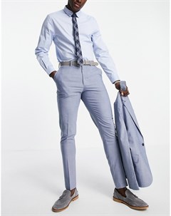 Синие меланжевые брюки зауженного кроя Wedding Asos design
