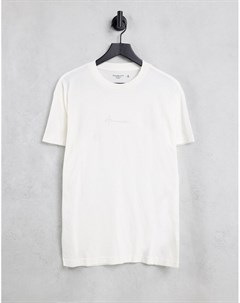 Белая oversized футболка с логотипом надписью на груди Abercrombie & fitch