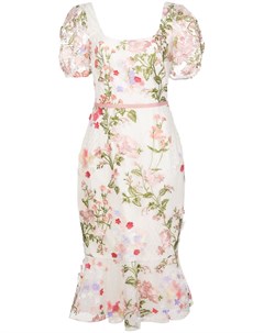 Платье с цветочным принтом Marchesa notte
