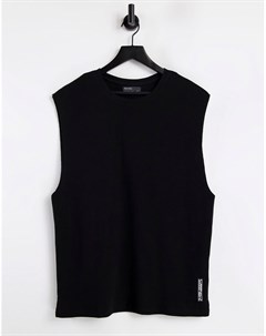 Черная трикотажная футболка без рукавов от комплекта Bershka
