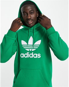 Зеленое худи с крупным логотипом трилистником adicolor Adidas originals