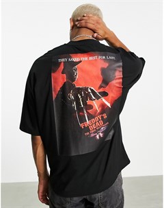 Черная oversized футболка с принтом The Nightmare On Elm Street Asos design