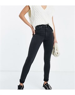 Черные выбеленные джинсы скинни с завышенной талией ASOS DESIGN Tall Asos tall