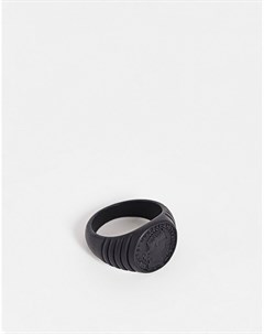 Черное матовое кольцо печатка в виде монеты с тисненой отделкой Asos design