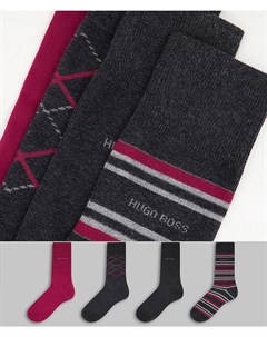 Набор из 4 пар носков темно серого цвета Hugo Boss