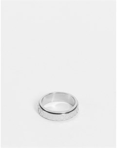 Серебристое кольцо обруч из нержавеющей стали с гравировкой Asos design