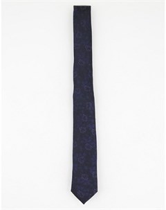 Узкий галстук с цветочным принтом темно синего и черного цветов и мерцающим эффектом Asos design