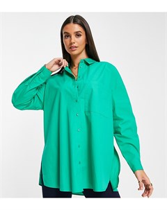 Oversized рубашка из поплина ярко зеленого цвета Only tall
