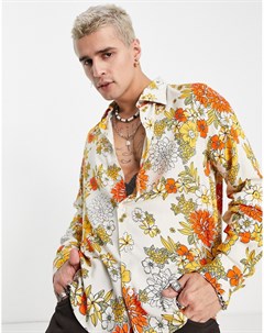 Рубашка из вискозы с широким воротником и цветочным принтом в стиле 70 х Devil s Advocate Devils advocate