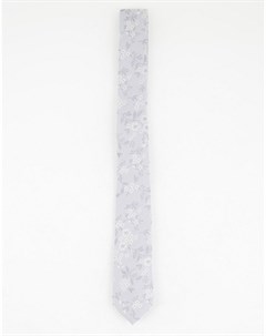 Узкий серебристый галстук с цветочным принтом Asos design