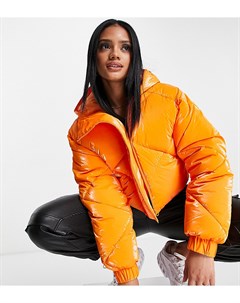 Укороченная дутая куртка оранжевого цвета Asyou
