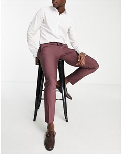 Атласные узкие премиум брюки бордового цвета Premium Jack & jones