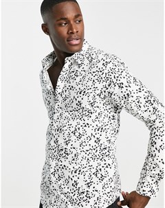 Белая облегающая рубашка с принтом в виде брызг краски Ditto Twisted tailor