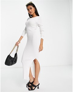 Белое трикотажное платье миди с перекрученной отделкой на спине Asos design