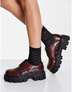 Кожаные туфли на массивной плоской подошве со шнуровкой и эффектом змеиной кожи Marcos Asos design
