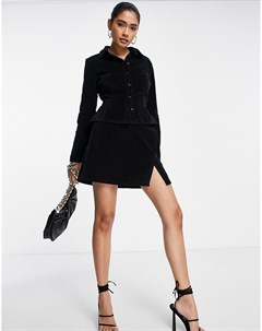 Бархатная юбка черного цвета с запахом от комплекта Asos design