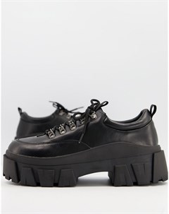 Черные туфли из искусственной кожи со шнуровкой и толстой подошвой Asos design