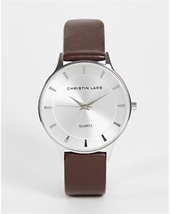 Мужские часы с коричневым кожаным ремешком Christian Lars Christin lars