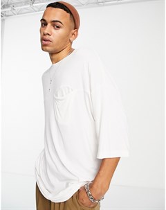 Белая oversized футболка с карманом из вискозы удлиненного кроя Asos design