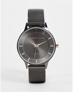 Серебристо черные мужские часы с ремешком из нержавеющей стали Christian Lars Christin lars