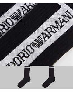 Набор из 2 пар черных носков с вертикальным логотипом сзади Emporio armani bodywear