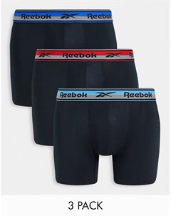 Набор из 3 черных боксеров брифов с контрастным поясом Reebok
