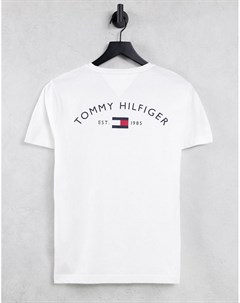 Белая футболка с арочным принтом в виде логотипа флага на спине Tommy hilfiger