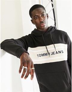 Худи черного цвета с логотипом в стиле колор блок на груди Tommy jeans