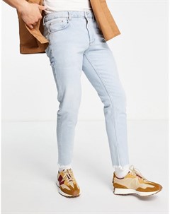 Узкие эластичные джинсы винтажного светлого оттенка с необработанными краями Asos design