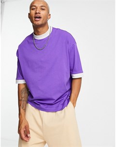 Фиолетовая oversized футболка с серым контрастным кольцом Asos design