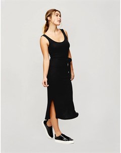 Черное платье мини в рубчик с овальным вырезом Miss selfridge