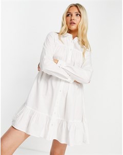 Белое хлопковое свободное платье рубашка мини с баской Asos design