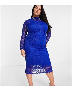 Кружевное платье миди кобальтового синего цвета ASOS DESIGN Curve Asos curve