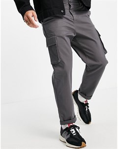 Черные выбеленные брюки карго свободного кроя Asos design