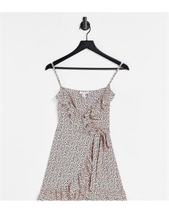 Розовое платье комбинация мини с оборками Petite Topshop
